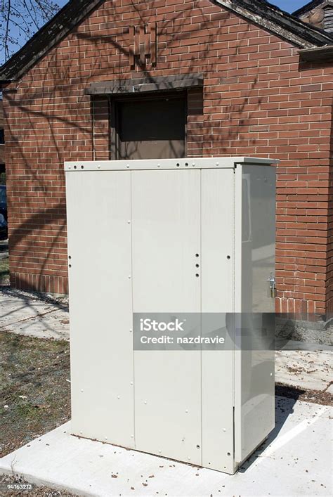 telecommunications box in yard